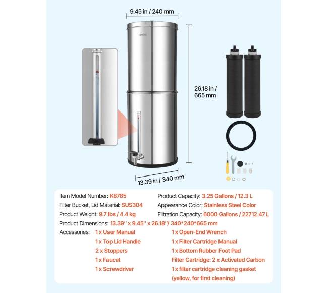 Gravitacinė vandens filtravimo sistema 12,3 l6