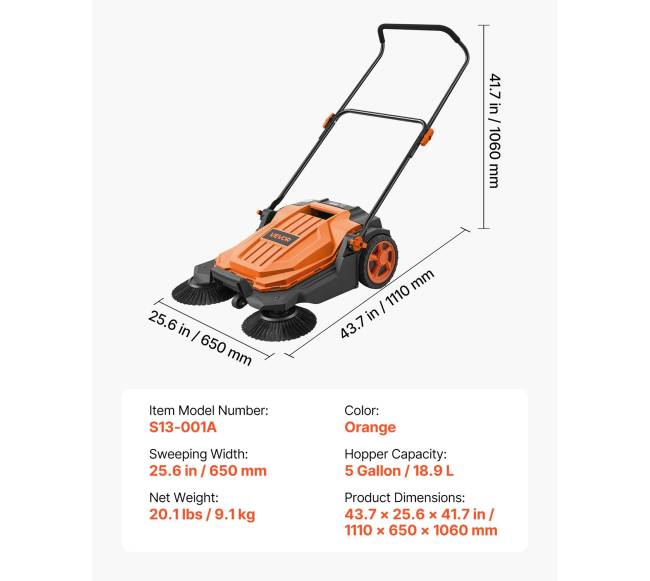Rankinė stumiama mechaninė grindų šluota 650 mm6