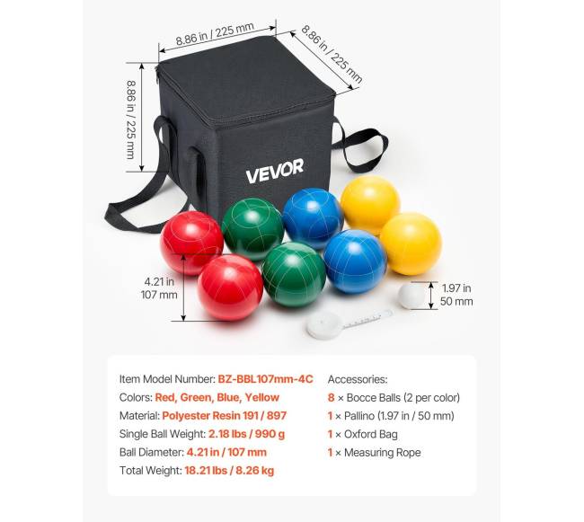 bocce kamuolių rinkinys 107 mm, 8 kamuoliai6