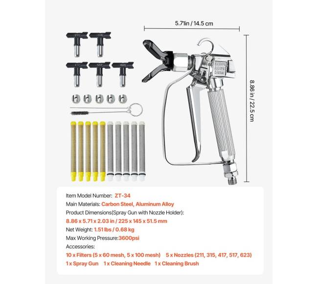 Beoris purškimo pistoletas su 5 antgaliais6