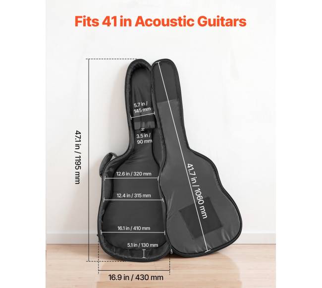 Kietas dėklas akustinei gitarai, 1195 mm1