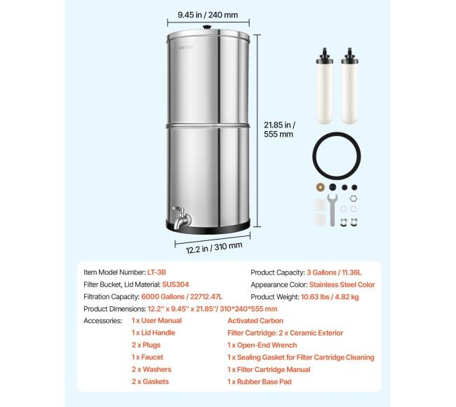 Gravitacinė vandens filtravimo sistema 11,36 l5