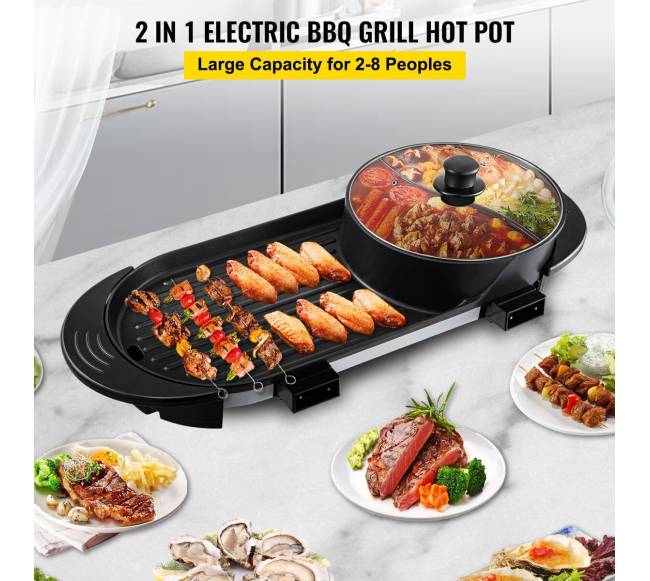 Dviguba BBQ grotelės ir karštasis puodas1