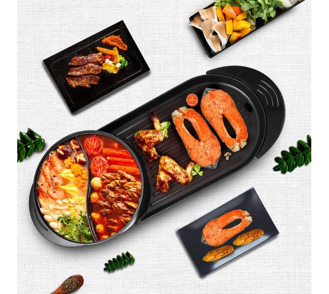 Dviguba BBQ grotelės ir karštasis puodas7