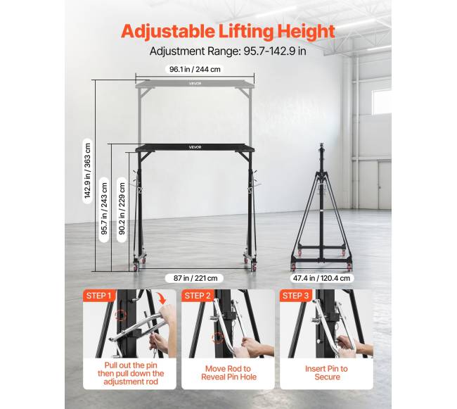 Reguliuojamas portalinis kranas 997,9 kg3
