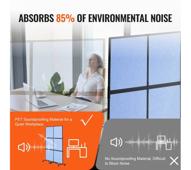 Mėlyna akustinė pertvara kambariui, 2 vnt.2