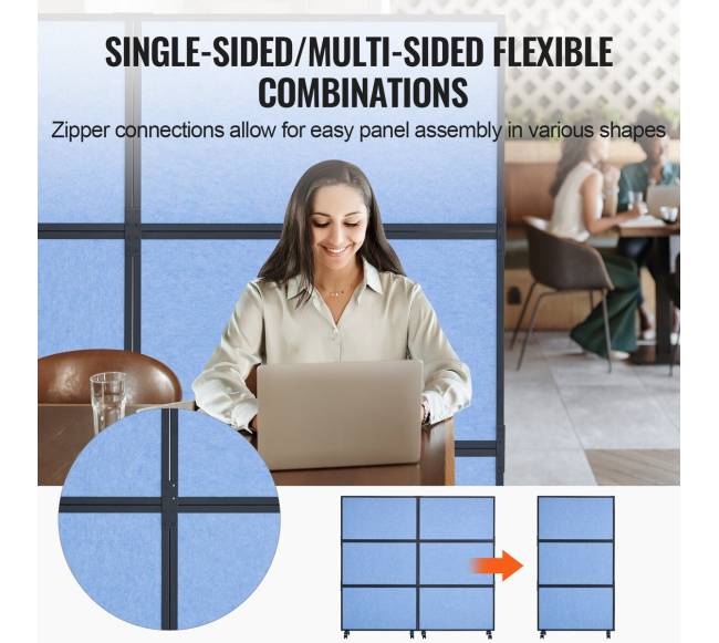 Mėlyna akustinė pertvara kambariui, 2 vnt.4