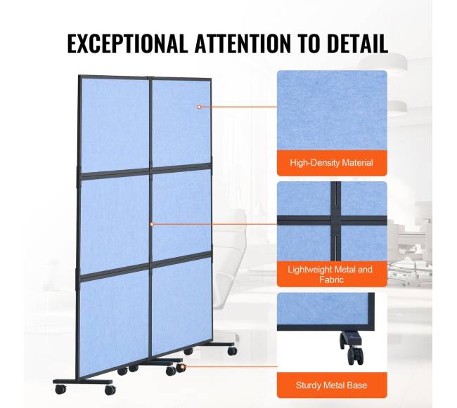 Mėlyna akustinė pertvara kambariui, 2 vnt.5