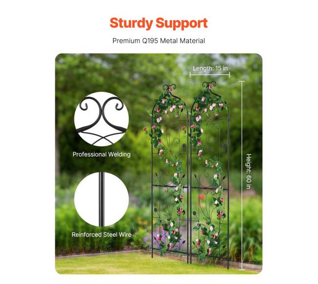 Metalinės daržo grotelės augalams palaikyti 60x15 cm1