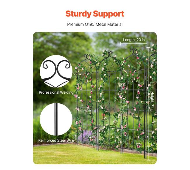 4 dalių metalinis sodo groteles 180x51 cm1