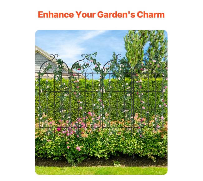 4 dalių metalinis sodo groteles 180x51 cm2