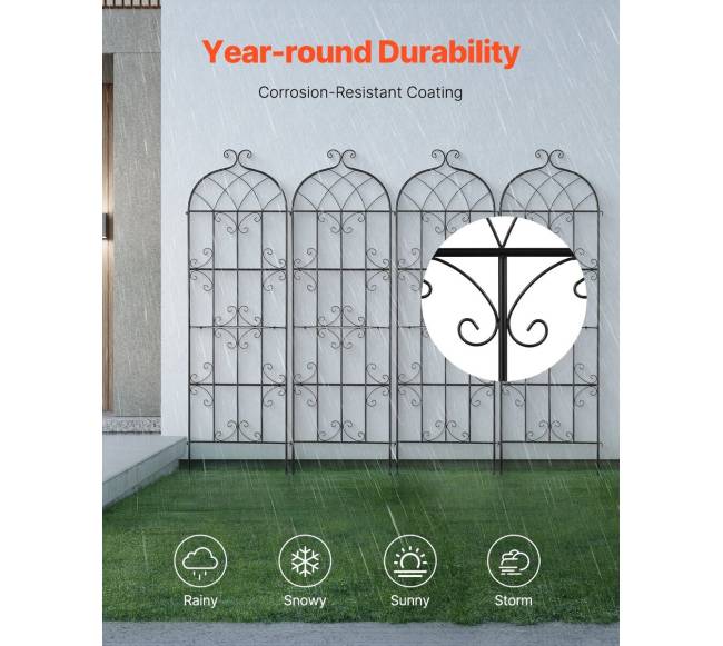 4 dalių metalinis sodo groteles 180x51 cm3