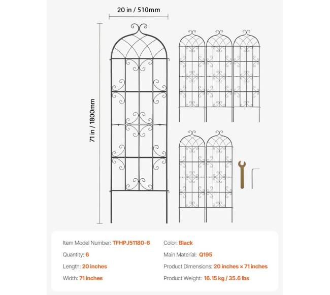 Metalinis sodo grotelės vijokliniams augalams 180x51 cm6