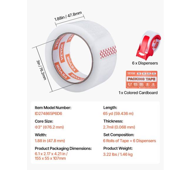 Pakavimo juosta 6 rulonai ir dozatorius6