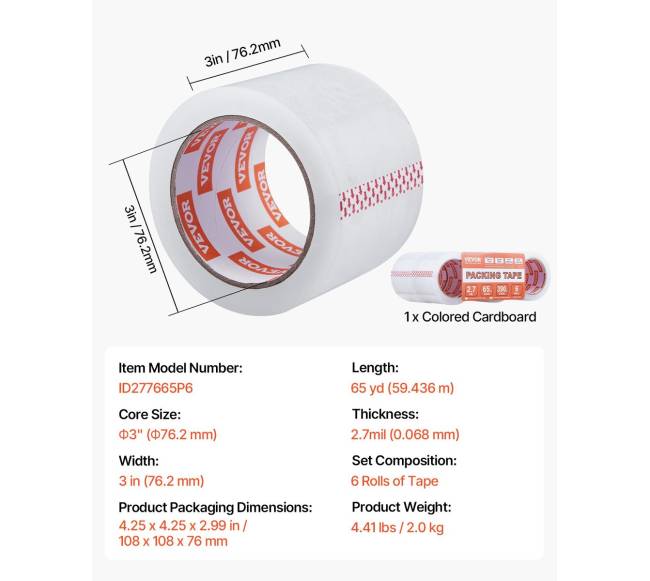 Skaidri pakavimo juosta, 6 vnt. rulonai6
