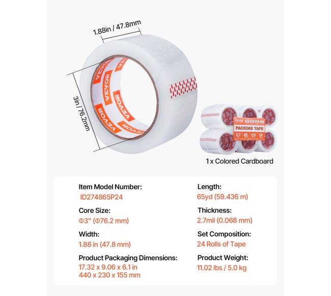 Skaidri lipni juosta, 18 rulonėlių, 59.4 m6