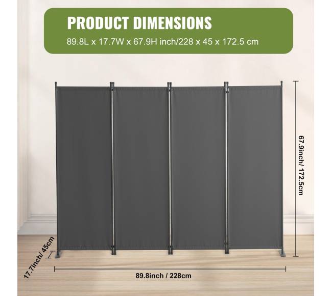 Kambario pertvara, 4 panelių, pilka6