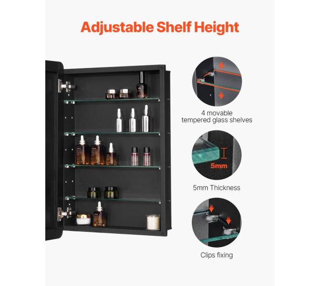 Vonios spintelė su veidrodžiu ir reguliuojamomis lentynomis2