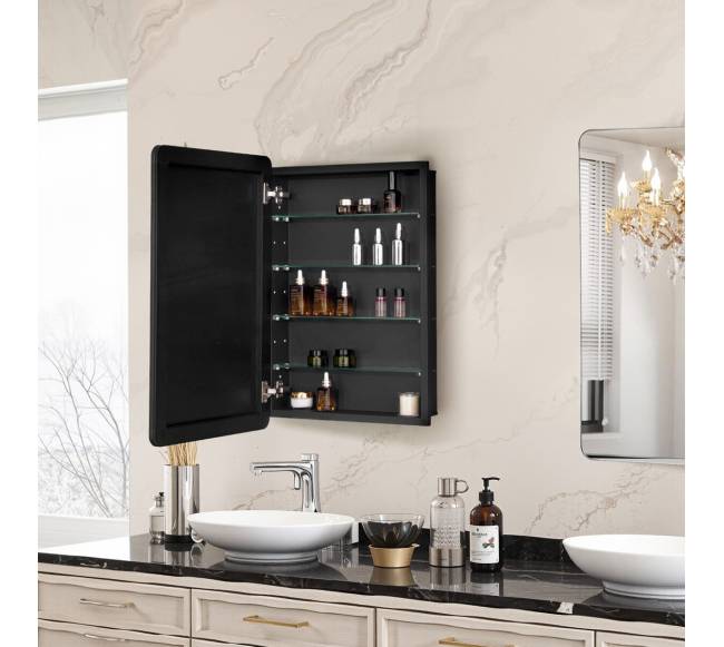 Vonios spintelė su veidrodžiu ir reguliuojamomis lentynomis7