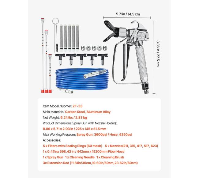 Purškimo pistoleto rinkinys be oro dažų 3600 PSI6