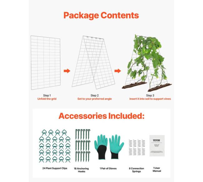 Sulankstomas agurkų treliažas sodo 90 x 140 cm5