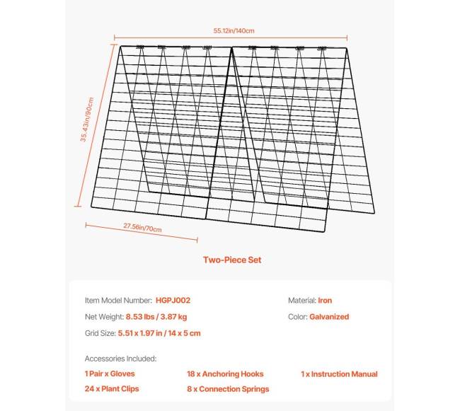 Sulankstomas agurkų treliažas sodo 90 x 140 cm6