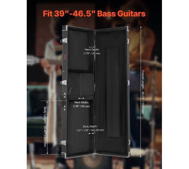 Boso gitaros dėklas su spyna, 122 cm2