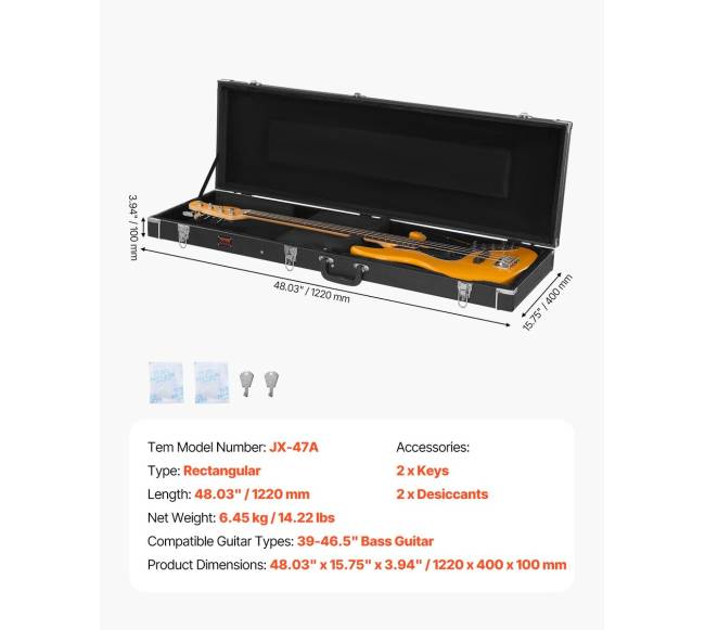 Boso gitaros dėklas su spyna, 122 cm5