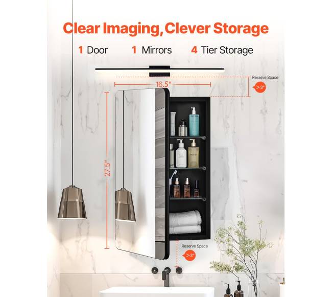 Veidrodinė vaistinėlė su reguliuojamomis lentynomis1