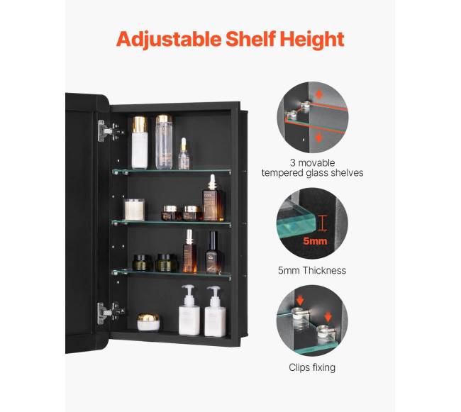 Veidrodinė vaistinėlė su reguliuojamomis lentynomis2