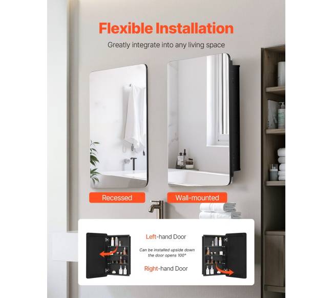 Veidrodinė vaistinėlė su reguliuojamomis lentynomis4