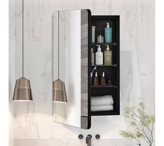 Veidrodinė vaistinėlė su reguliuojamomis lentynomis7