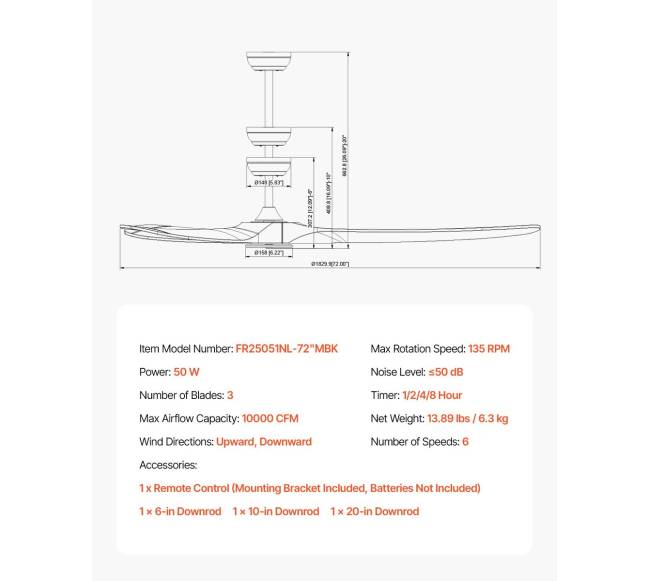 72 cm lubų ventiliatorius su mediniais sparnais be šviesos6