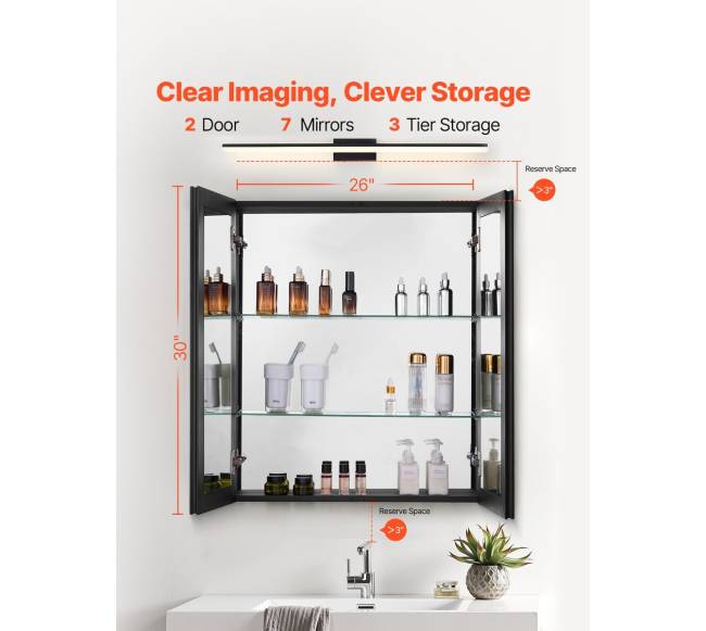 Vaistų spintelė su veidrodžiu ir lentynomis1