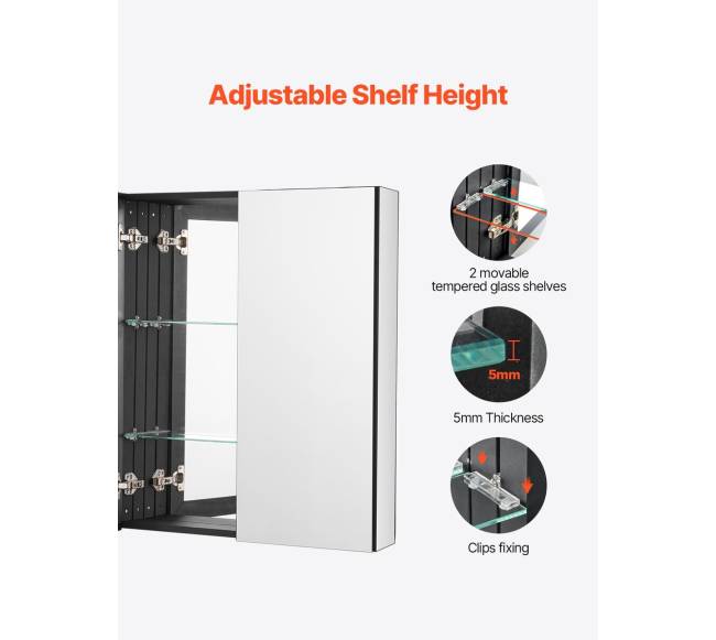 Vaistų spintelė su veidrodžiu ir lentynomis2