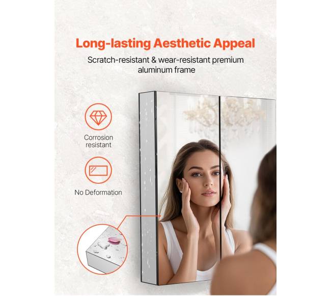 Vaistų spintelė su veidrodžiu ir lentynomis3