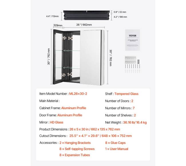 Vaistų spintelė su veidrodžiu ir lentynomis6