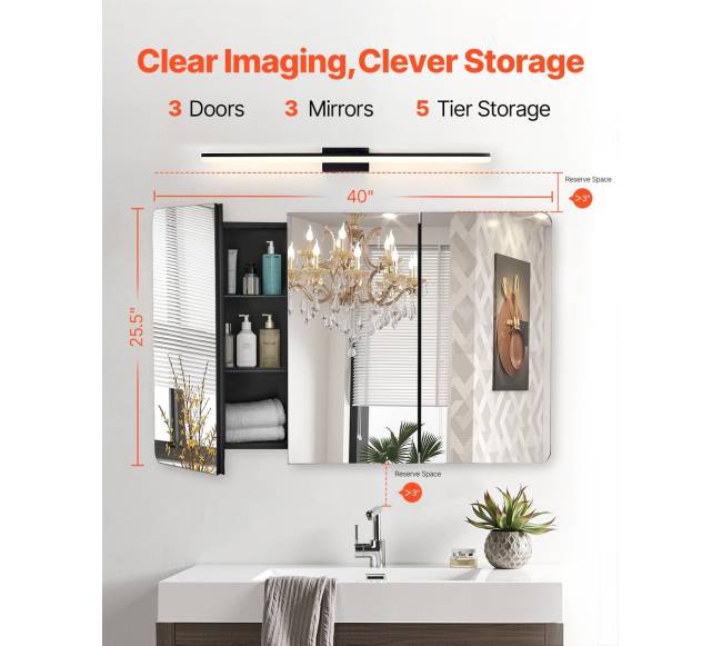 Vaistų spintelė su veidrodžiu ir reguliuojamomis lentynomis1