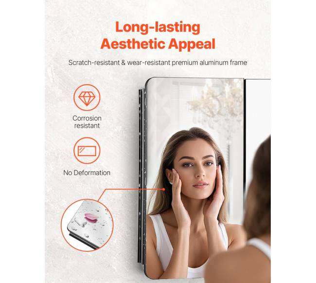 Vaistų spintelė su veidrodžiu ir reguliuojamomis lentynomis3