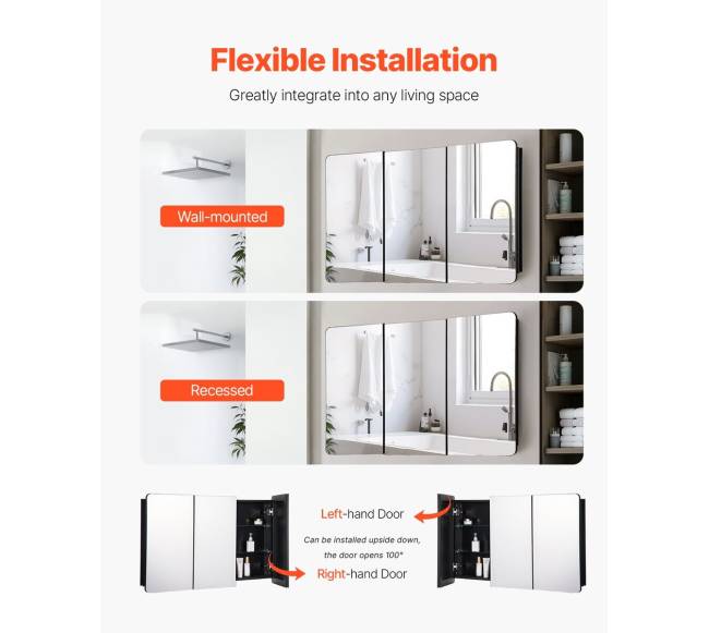 Vaistų spintelė su veidrodžiu ir reguliuojamomis lentynomis4