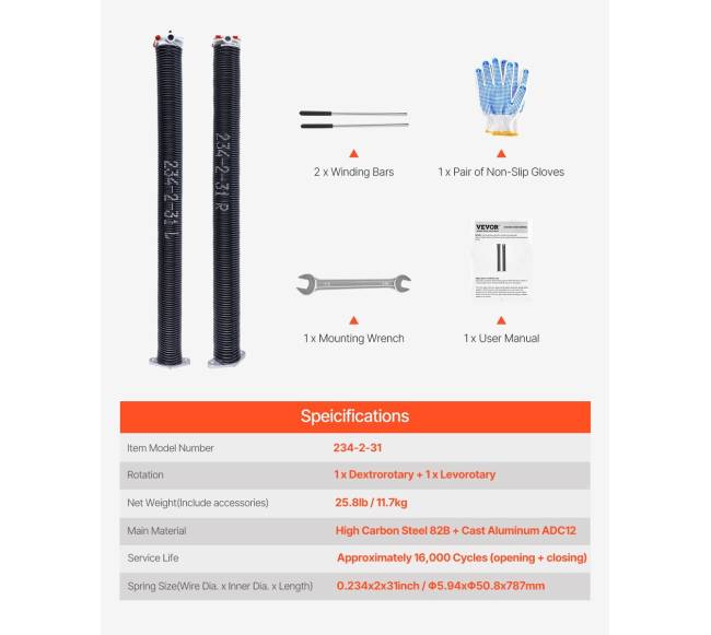 garažo durų torsioninės spyruoklės 60.8 cm6