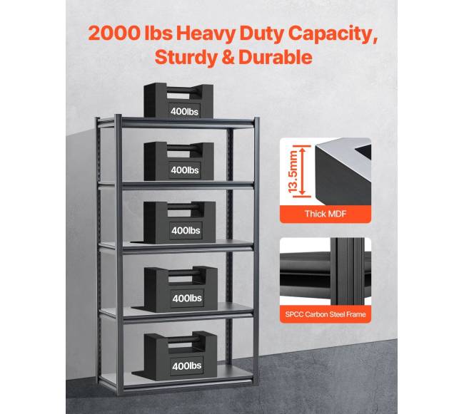 Sandėliavimo lentyna 5 pakopų, 457 x 1016 x 1828 mm1