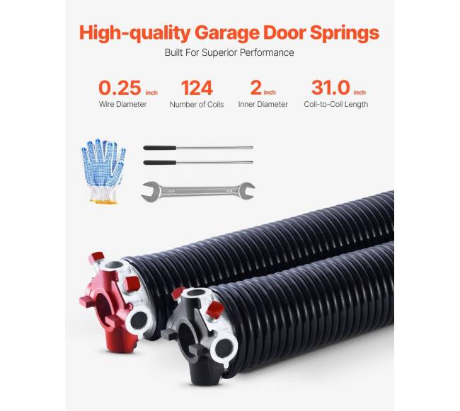 Garažo durų torsioninės spyruoklės 6.35 x 50.8 x 787 mm su prasukimo lazdomis1