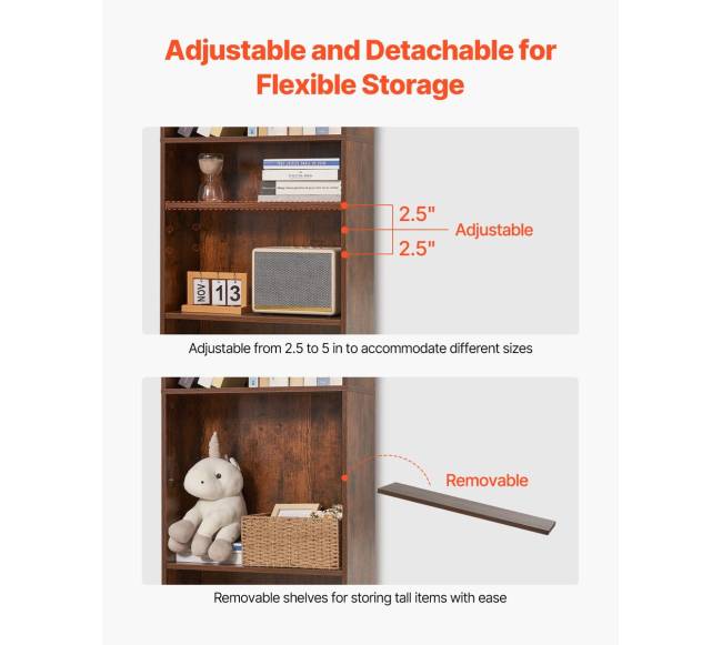 5 aukštų siaura medinė knygų spinta4