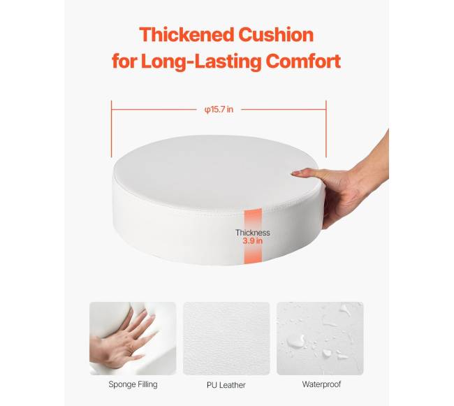 Baltas apskritas reguliuojamas taburetė su ratukais1