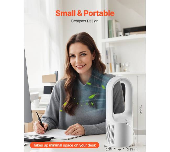 Nešiojamas beventilinis stalo ventiliatorius 33cm3