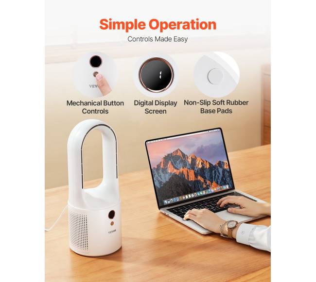 Nešiojamas beventilinis stalo ventiliatorius 33cm4