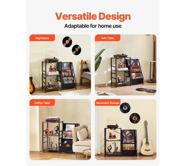 3 pakopų vinilų lentyna su LED ir USB jungtimis5