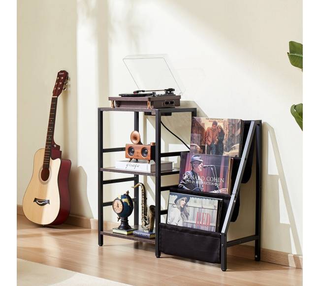 3 pakopų vinilų lentyna su LED ir USB jungtimis7