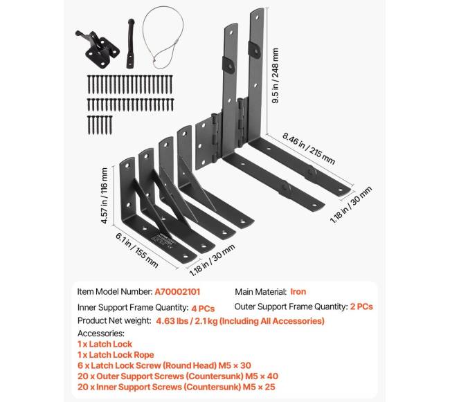 Vartų kampinis laikiklio komplektas6